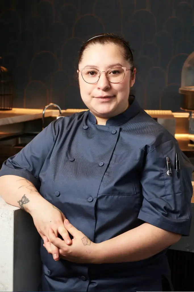 Portrait of Lizbeth Ramirez the executive pastry chef for Crown Block Steakhouse in Dallas Texas.