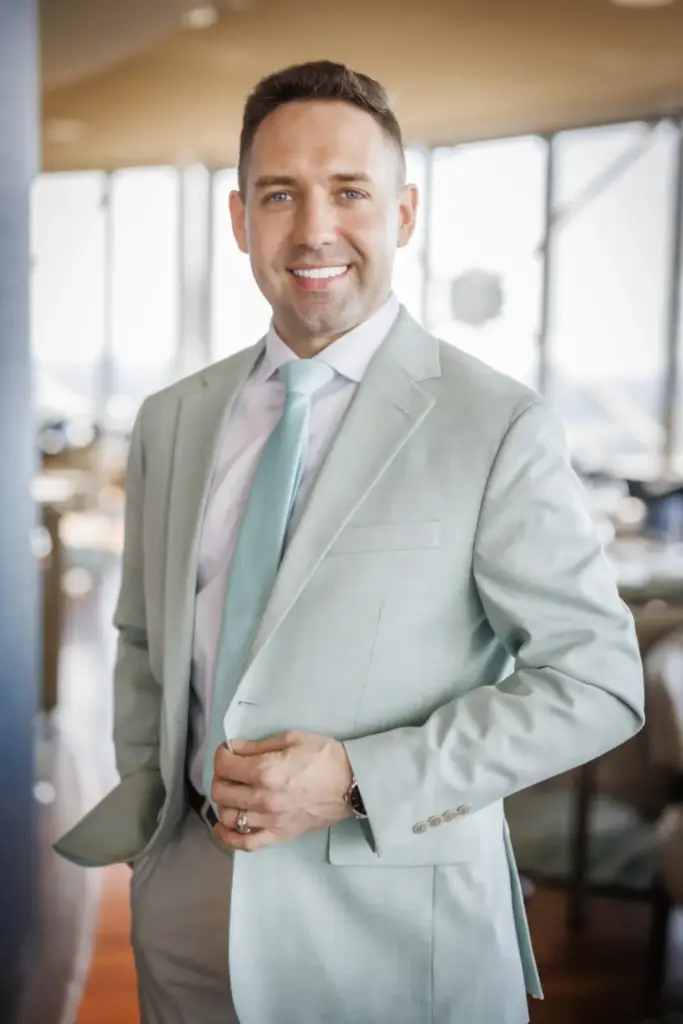 Portrait of Ryan Fitzpatrick the Assistant General Manager for Crown Block Steakhouse in Dallas Texas.
